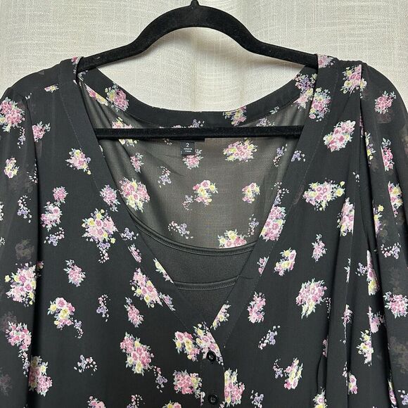 Torrid Babydoll Sheer Overlay Midi Dress Size 2X Floral Fairy Whimsical - Picture 5 of 10
